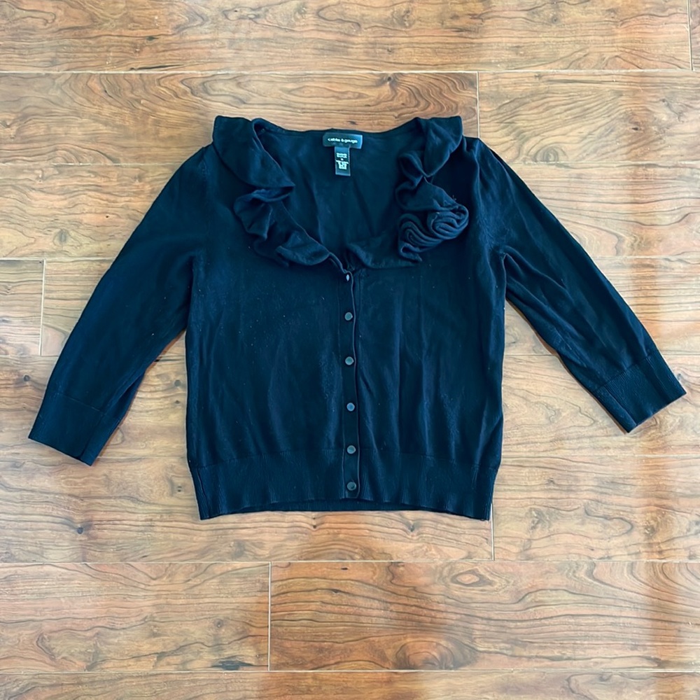 COPY - Cable & Gauge Black Button Down 3 Length Sleeve Cardigan